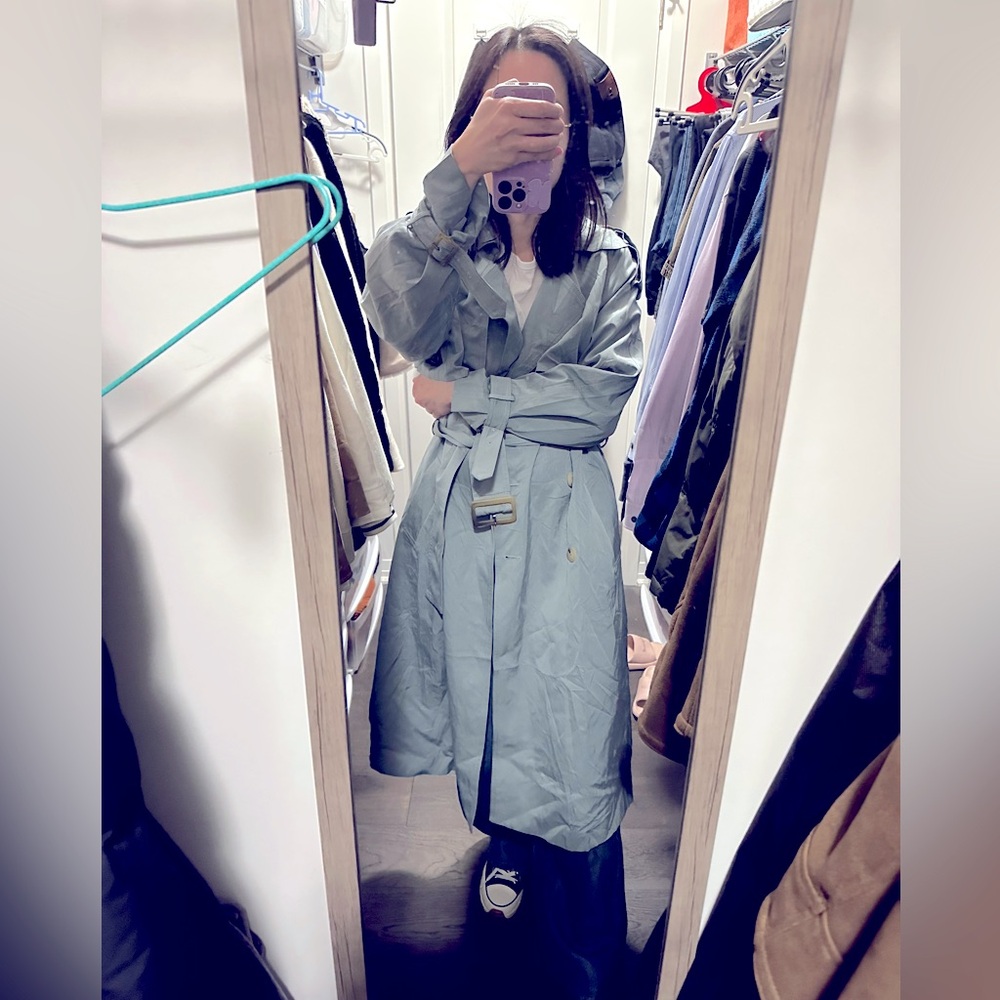Green (like turquoise ) trench coat